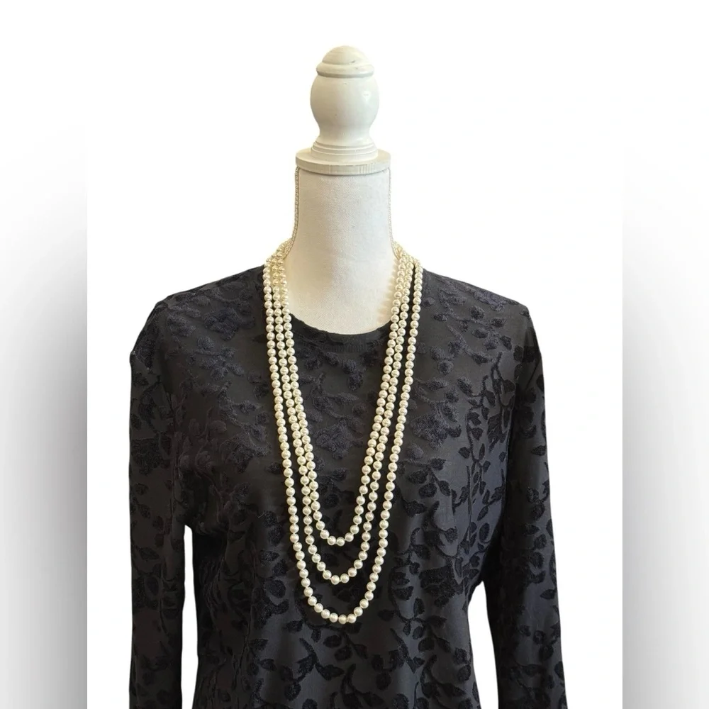 Vintage Extra Long Faux Pearl Necklace 105 Inch Multi-Wrap Statement Strand